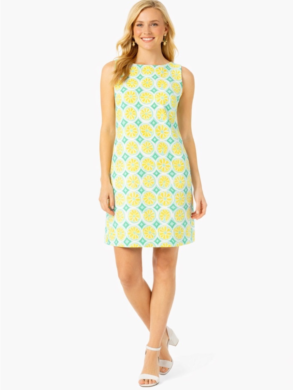 Sail to Sable Lemon Print Shift Dress NWT | Citrus Print | Summer Resort | Sz S